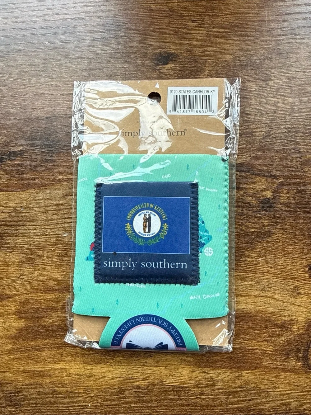 Simply Southern Kentucky Koozie. Simply Huggiez. Green W/ KY State & City. NWT.